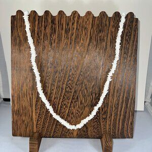 White Shell Beaded Necklace With Silver-Tone Clasp Bohemian Style 18" Handmade